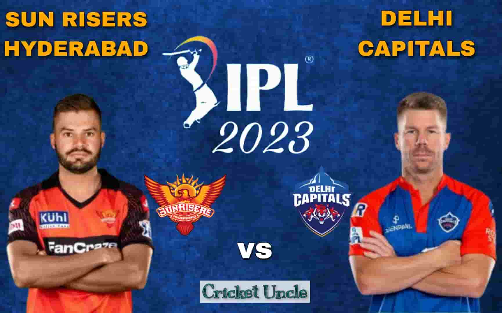 Poster of IPL 2023 match between SRH vs DC