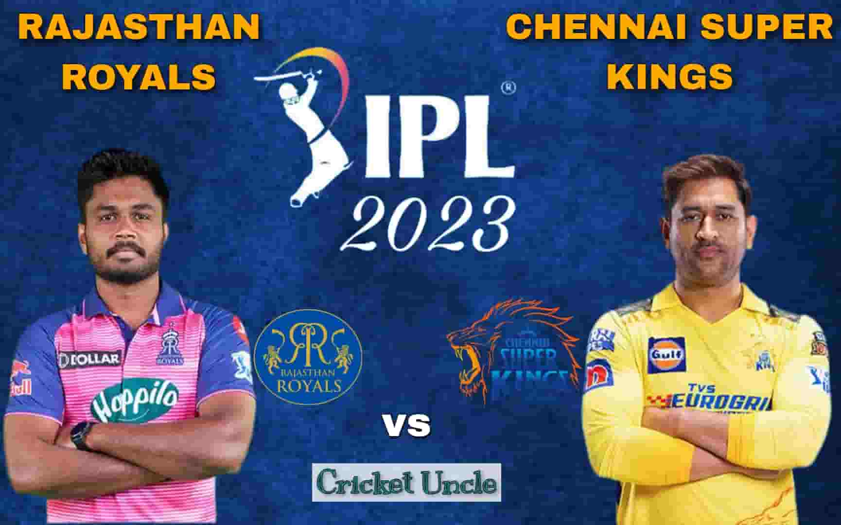 Poster of IPL 2023 Match 37 between Rajasthan Royals vs Chennai Super Kings