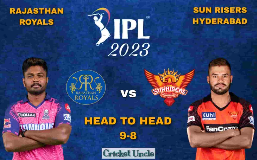 Poster of Head to Head matches played between Rajasthan Royals and Sun Risers Hyderabad 