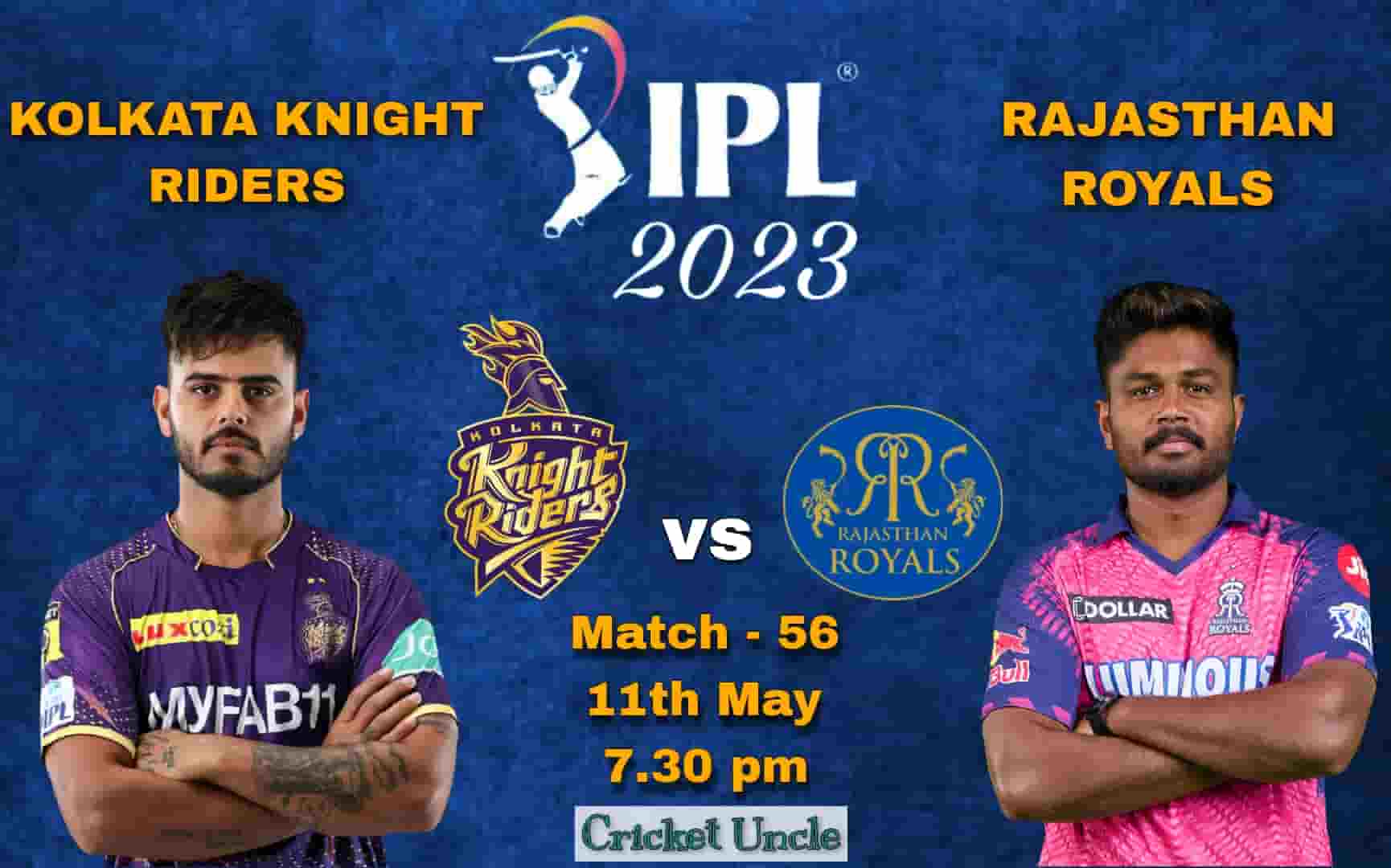 Poster of KKR vs RR Match 56 IPL 2023