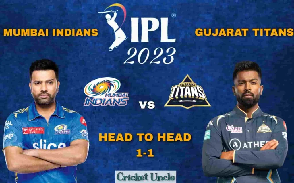 Poster of Head to Head between MI and GT IPL 2023 Match 57