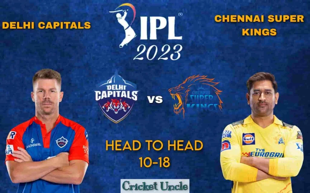 Poster of IPL 2023 match 67 prediction for Delhi Capitals vs Chennai Super Kings 