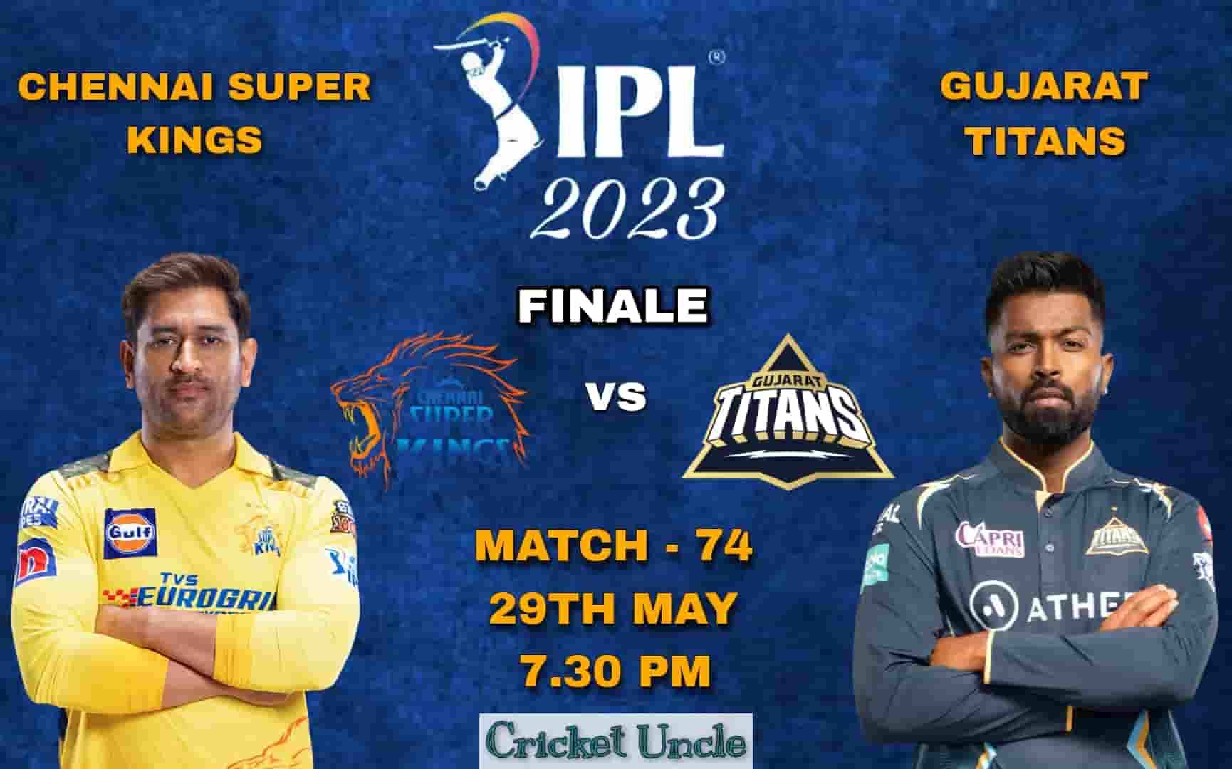 Poster of IPL 2023 Finale Match - 74 between Chennai Super Kings and Gujarat Titans CSK vs GT
